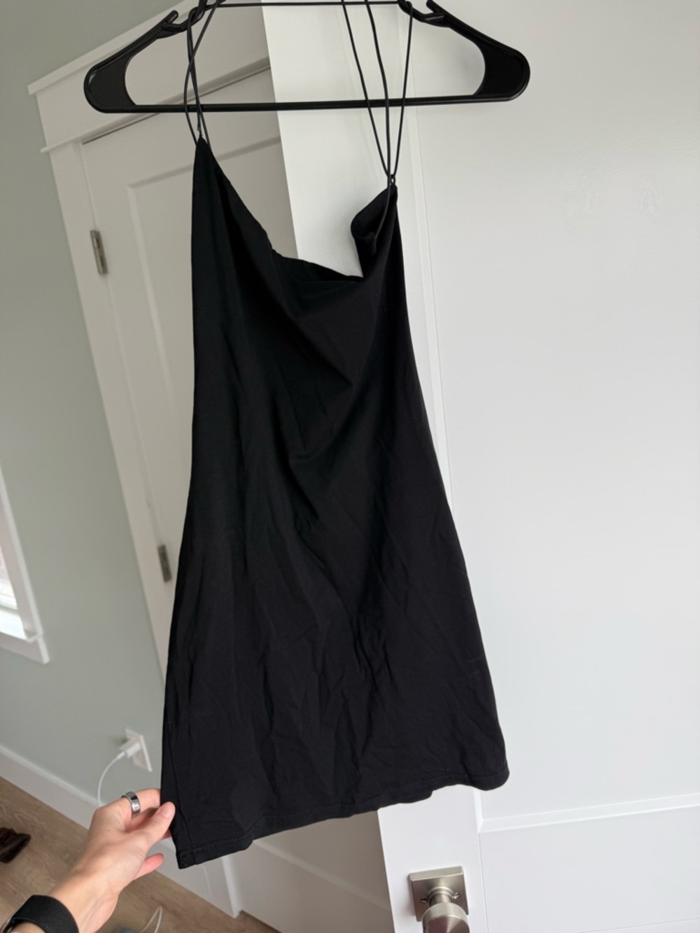 Black Slip Dress with Spaghetti Straps
